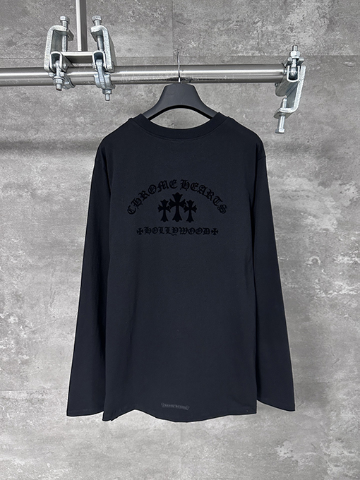 クロムハーツ ブラック フロッククロス ロングスリーブ長袖シャツ