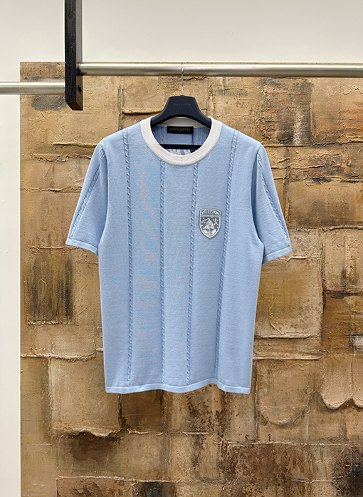 ルイヴィトン チャン・ザイ刺繍ラウンドネックニット半袖Tシャツ