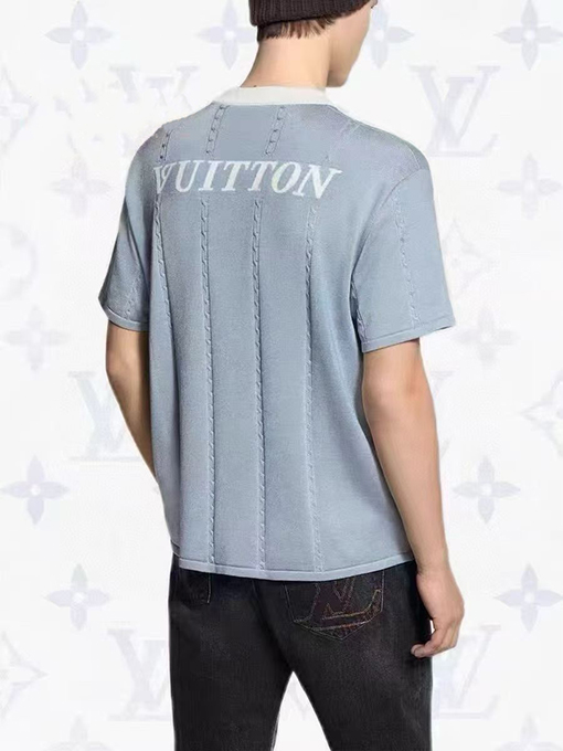 ルイヴィトン チャン・ザイ刺繍ラウンドネックニット半袖Tシャツ