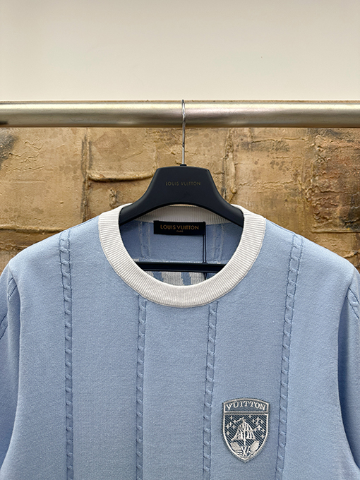 ルイヴィトン チャン・ザイ刺繍ラウンドネックニット半袖Tシャツ