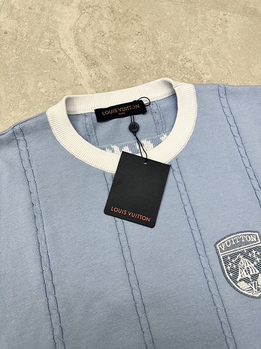 ルイヴィトン チャン・ザイ刺繍ラウンドネックニット半袖Tシャツ
