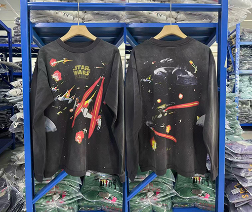 SAINT MICHAEL × STAR WARS スターウォーズ戦闘機フルプリントヴィンテージ長袖シャツ