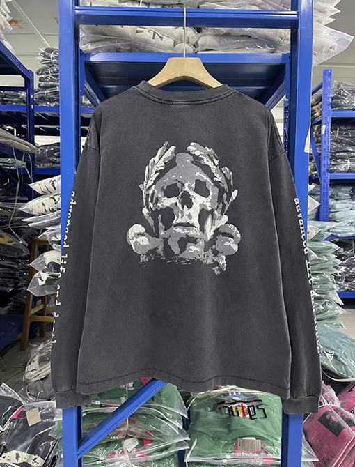セントマイケル SAINT MICHAEL LS TEE SAINT COMES スカルプリントのダメージ長袖シャツ