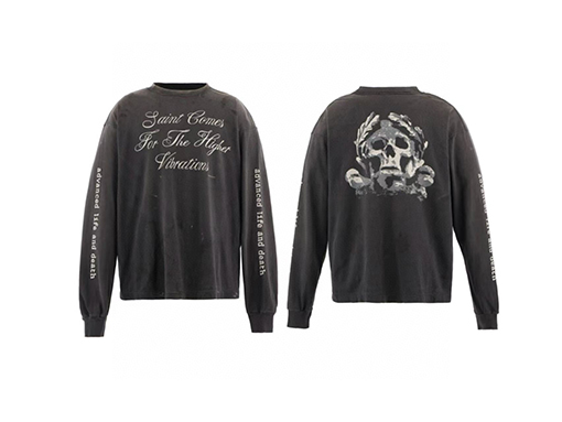 セントマイケル SAINT MICHAEL LS TEE SAINT COMES スカルプリントのダメージ長袖シャツ