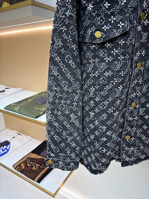 ルイヴィトンスーパーコピー モノグラムラインストーンジャカードデニムジャケット