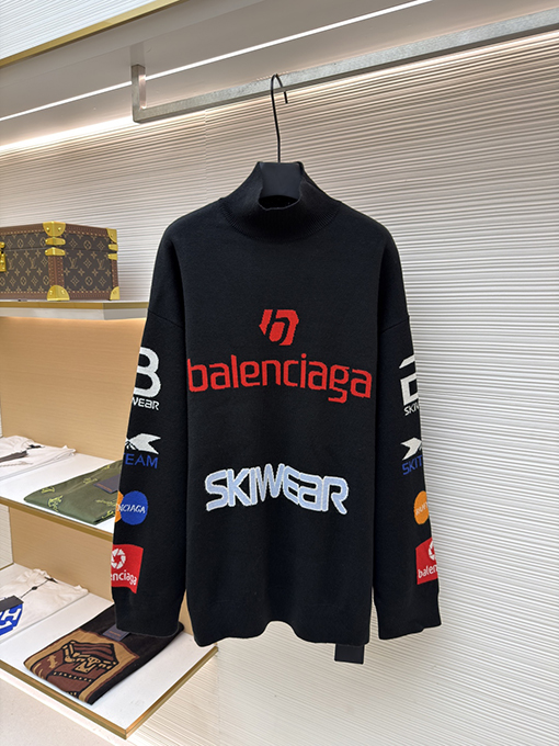 バレンシアガ SKI スキーコレクション レタリング ジャカード タートルネック セーター