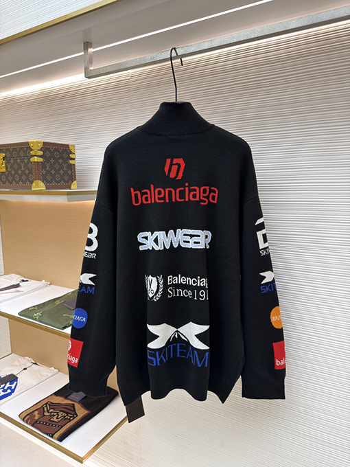 バレンシアガ SKI スキーコレクション レタリング ジャカード タートルネック セーター