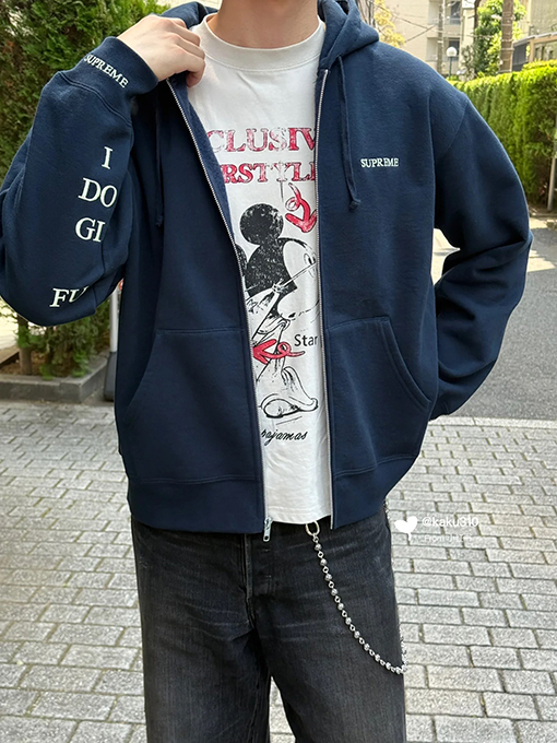 シュプリーム SUPREME IDGAF ZIP UP HOODED30 刺繍入りレタリングジップアップフード付きスパーカー
