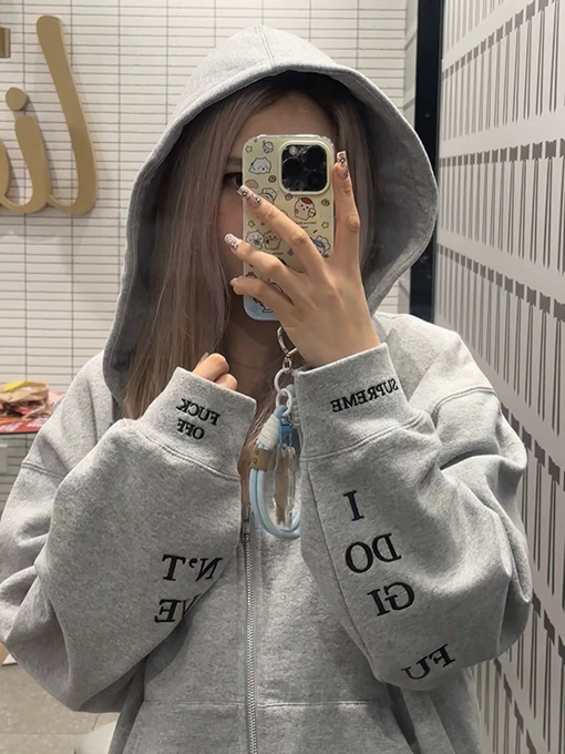 シュプリーム SUPREME IDGAF ZIP UP HOODED30 刺繍入りレタリングジップアップフード付きスパーカー