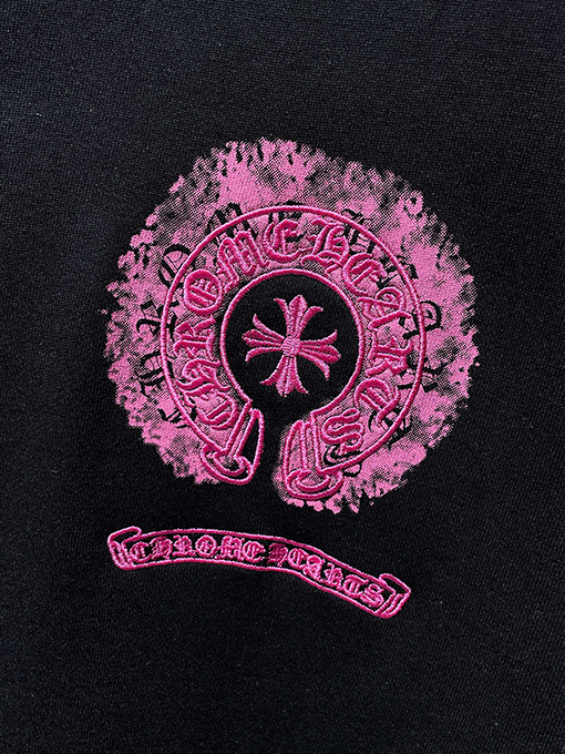 クロムハーツ カラフルなダブルシャドウの馬蹄形のクロス刺繍り、インクが飛び散ったフード付きスパーカー