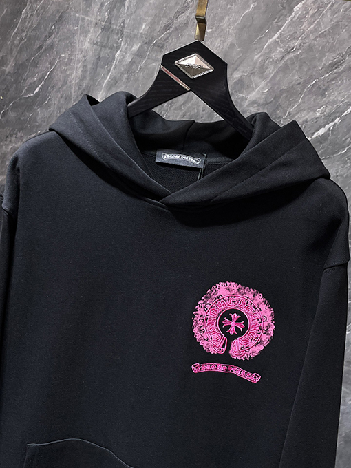 クロムハーツ カラフルなダブルシャドウの馬蹄形のクロス刺繍り、インクが飛び散ったフード付きスパーカー