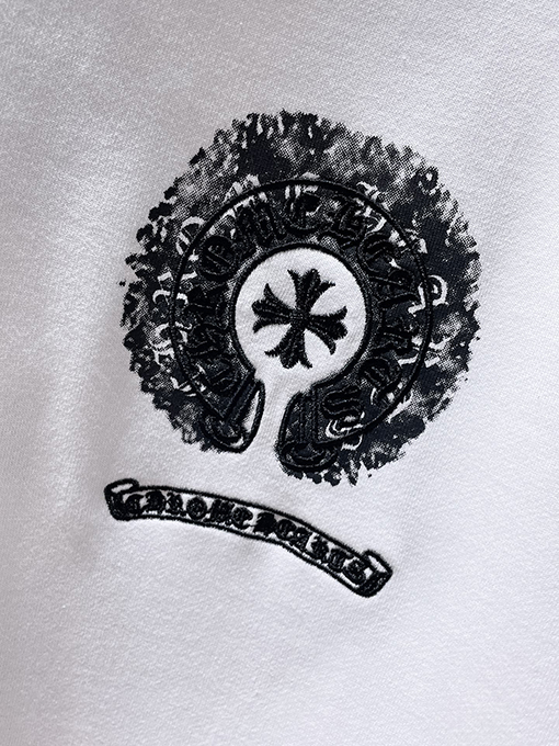 クロムハーツ カラフルなダブルシャドウの馬蹄形のクロス刺繍り、インクが飛び散ったフード付きスパーカー