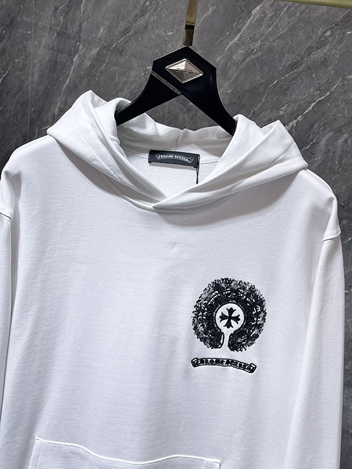 クロムハーツ カラフルなダブルシャドウの馬蹄形のクロス刺繍り、インクが飛び散ったフード付きスパーカー