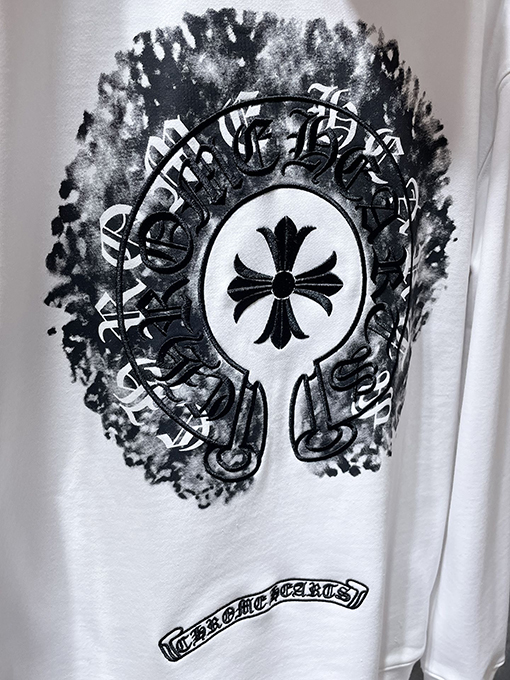 クロムハーツ カラフルなダブルシャドウの馬蹄形のクロス刺繍り、インクが飛び散ったフード付きスパーカー