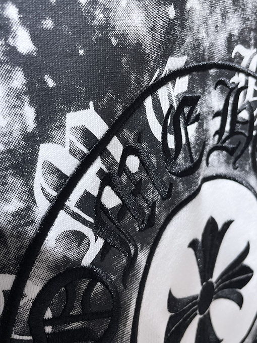 クロムハーツ カラフルなダブルシャドウの馬蹄形のクロス刺繍り、インクが飛び散ったフード付きスパーカー