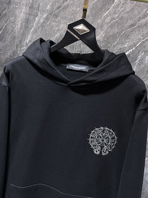 クロムハーツ ホースシューのローラー刺繍入りフード付きスパーカー