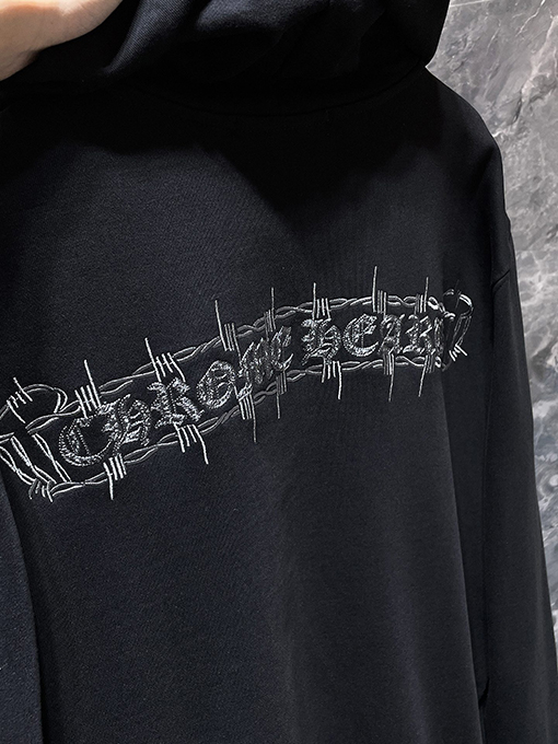 クロムハーツ ホースシューのローラー刺繍入りフード付きスパーカー