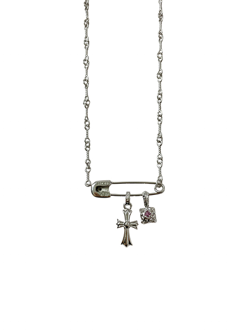 クロムハーツ 新しいブローチクロスホワイトゴールドメッキシュガーキューブネックレス