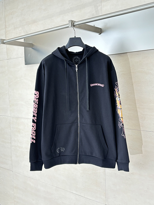 Chrome Hearts X Deadly Doll コラボレーションブランドのフード付きジップアップスパーカー