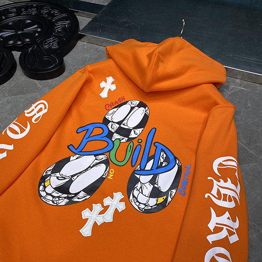 クロムハーツ Matty Boy クロス刺繍レザーグラフィティフード付きスパーカー