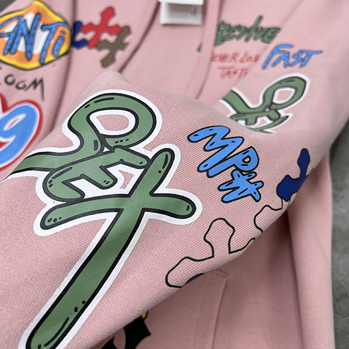 クロムハーツ サンスクリット語の手描きグラフィティフード付きスパーカー