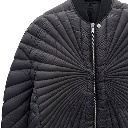 リックオウエンス 幾何のレイ刺繍キルティンググースダウンジャケット