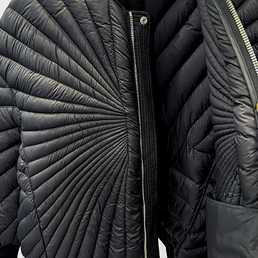 リックオウエンス 幾何のレイ刺繍キルティンググースダウンジャケット