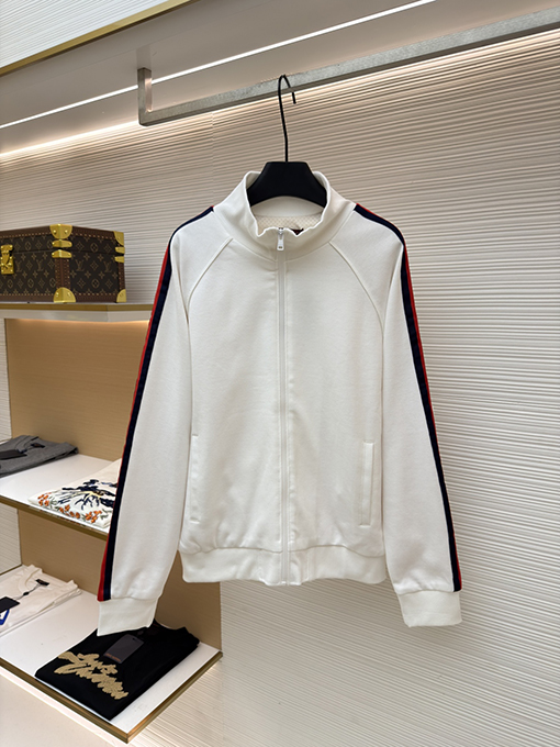 グッチ カラーブロックリボンニット長袖ジップアップセーター