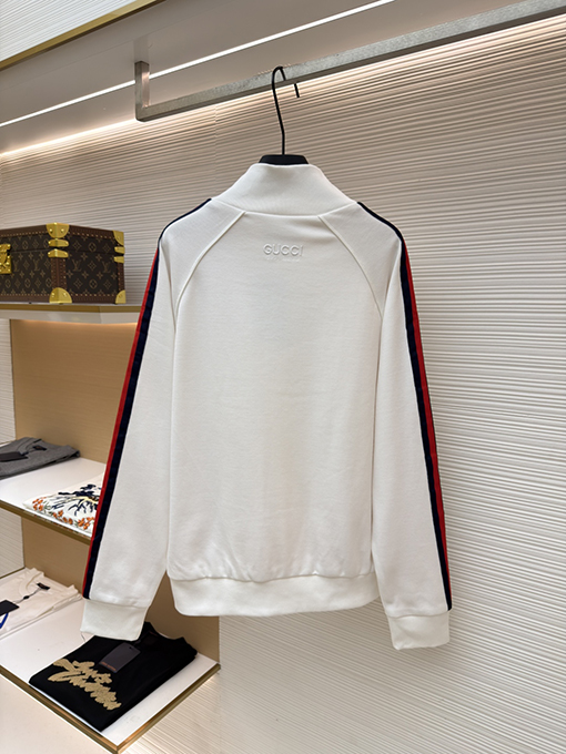 グッチ カラーブロックリボンニット長袖ジップアップセーター