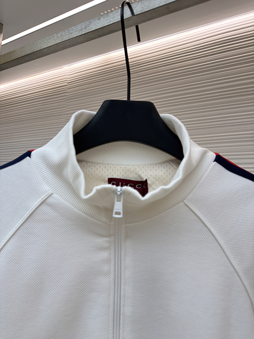 グッチ カラーブロックリボンニット長袖ジップアップセーター