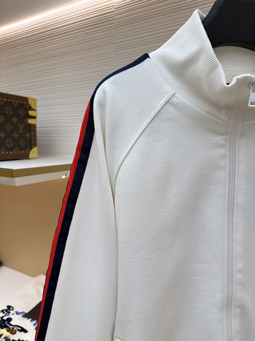 グッチ カラーブロックリボンニット長袖ジップアップセーター