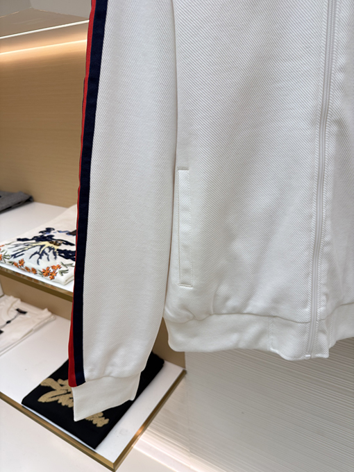 グッチ カラーブロックリボンニット長袖ジップアップセーター