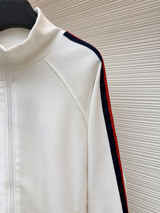 グッチ カラーブロックリボンニット長袖ジップアップセーター