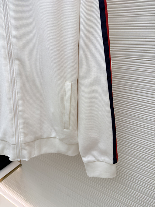 グッチ カラーブロックリボンニット長袖ジップアップセーター