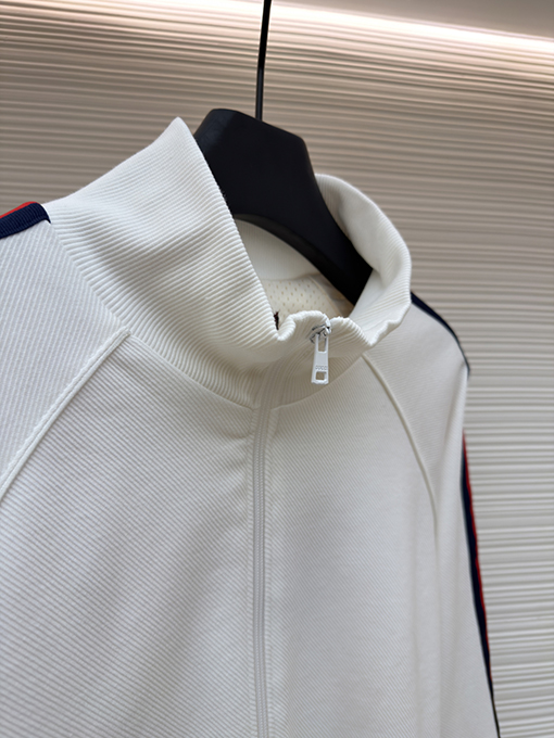 グッチ カラーブロックリボンニット長袖ジップアップセーター