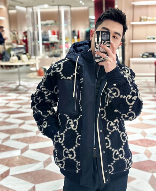 グッチ モノグラムラムスキンパッチワークジャケット