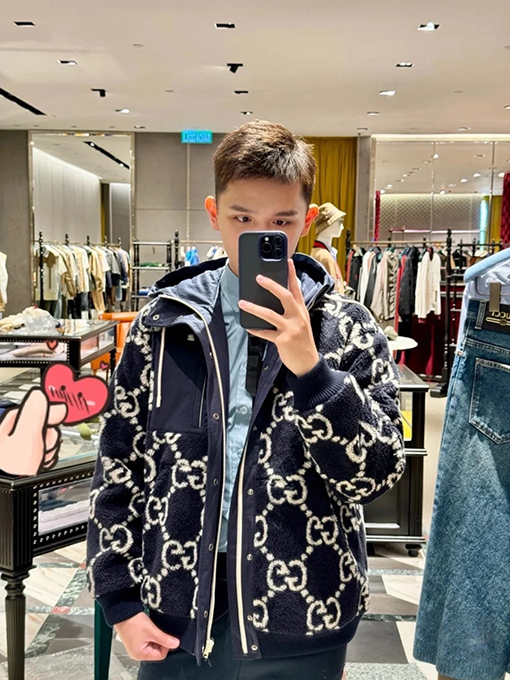 グッチ モノグラムラムスキンパッチワークジャケット