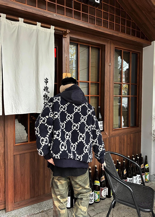 グッチ モノグラムラムスキンパッチワークジャケット