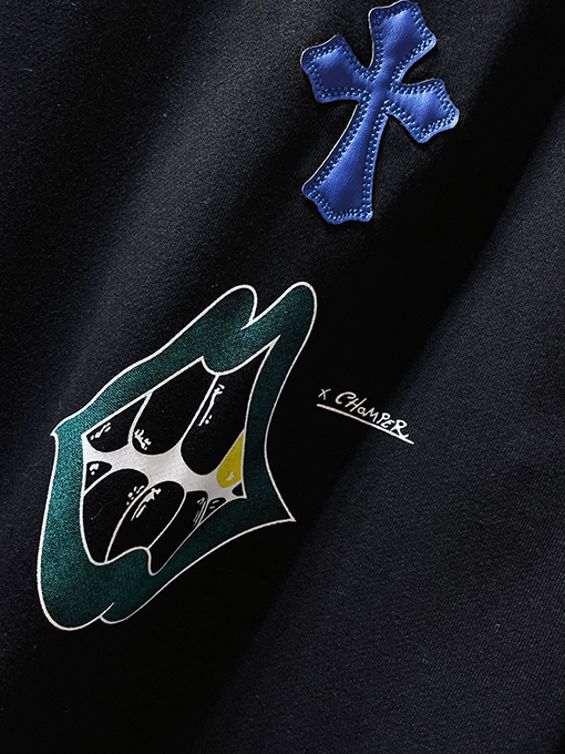 クロムハーツ カラフルなクロスパッチワークサンスクリット手描きグラフィティパーカー