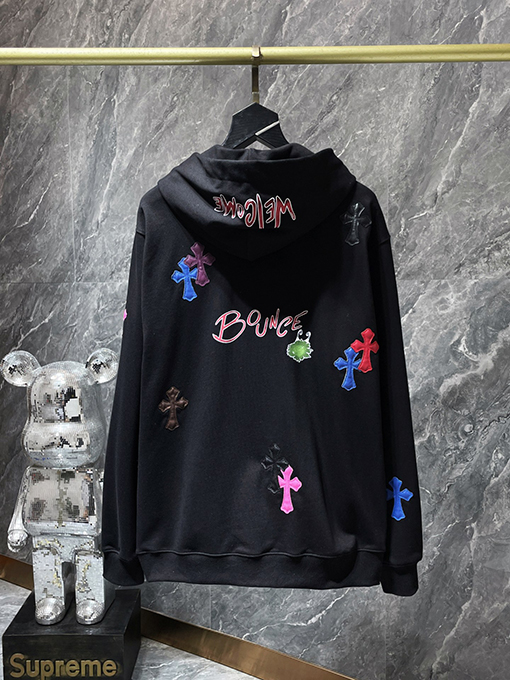 クロムハーツ カラフルなクロスパッチワークサンスクリット手描きグラフィティパーカー