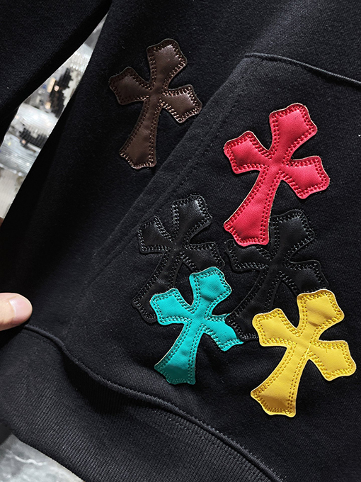 クロムハーツ カラフルなクロスパッチワークサンスクリット手描きグラフィティパーカー