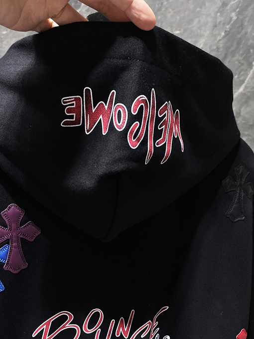 クロムハーツ カラフルなクロスパッチワークサンスクリット手描きグラフィティパーカー