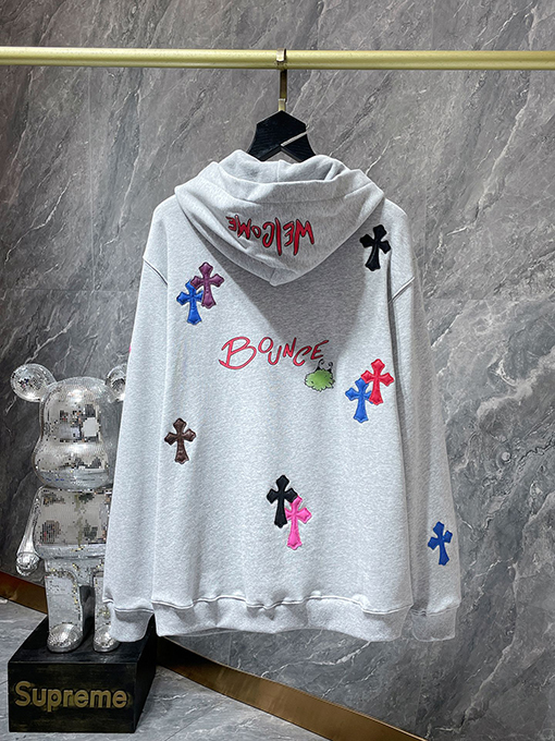 クロムハーツ カラフルなクロスパッチワークサンスクリット手描きグラフィティパーカー