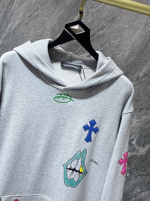 クロムハーツ カラフルなクロスパッチワークサンスクリット手描きグラフィティパーカー