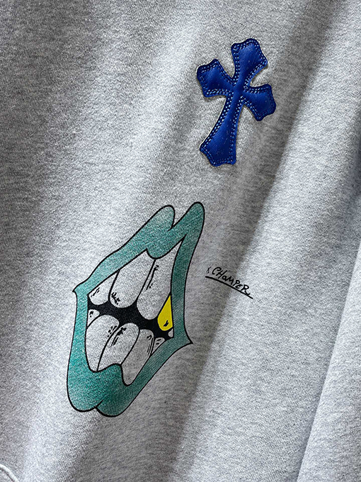 クロムハーツ カラフルなクロスパッチワークサンスクリット手描きグラフィティパーカー