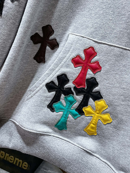 クロムハーツ カラフルなクロスパッチワークサンスクリット手描きグラフィティパーカー