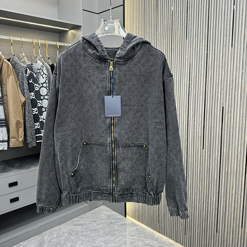 ルイヴィトン 全面ジャカードデニムのジップアップジャケット