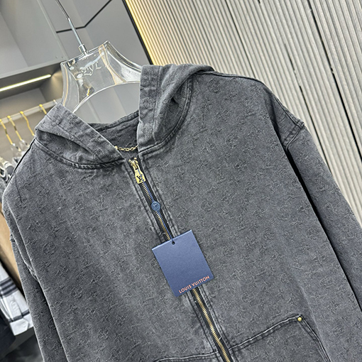 ルイヴィトン 全面ジャカードデニムのジップアップジャケット