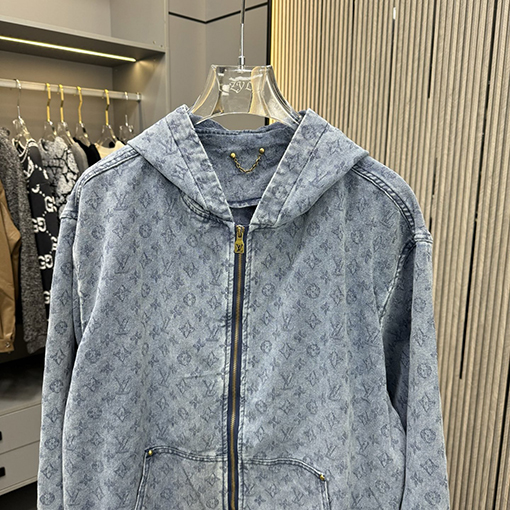 ルイヴィトン 全面ジャカードデニムのジップアップジャケット