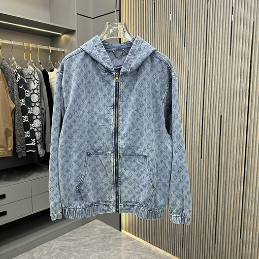 ルイヴィトン 全面ジャカードデニムのジップアップジャケット